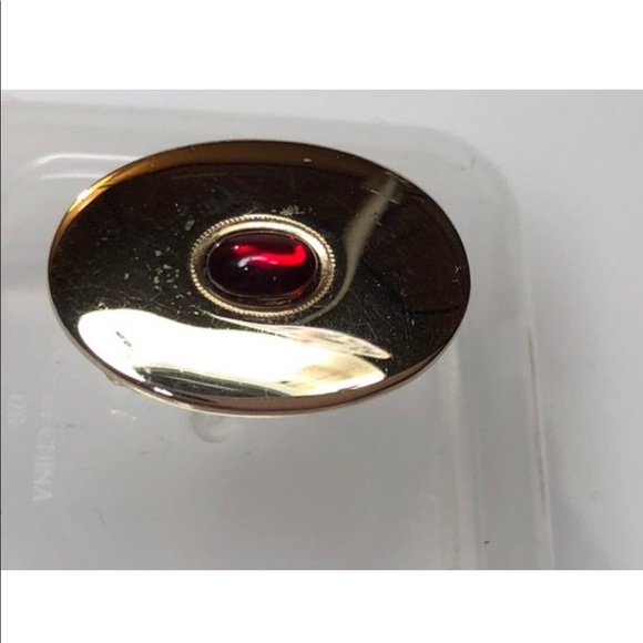 Anson Men's 40th HabandGoldToneRed StoneCuff Links - Picture 6 of 8